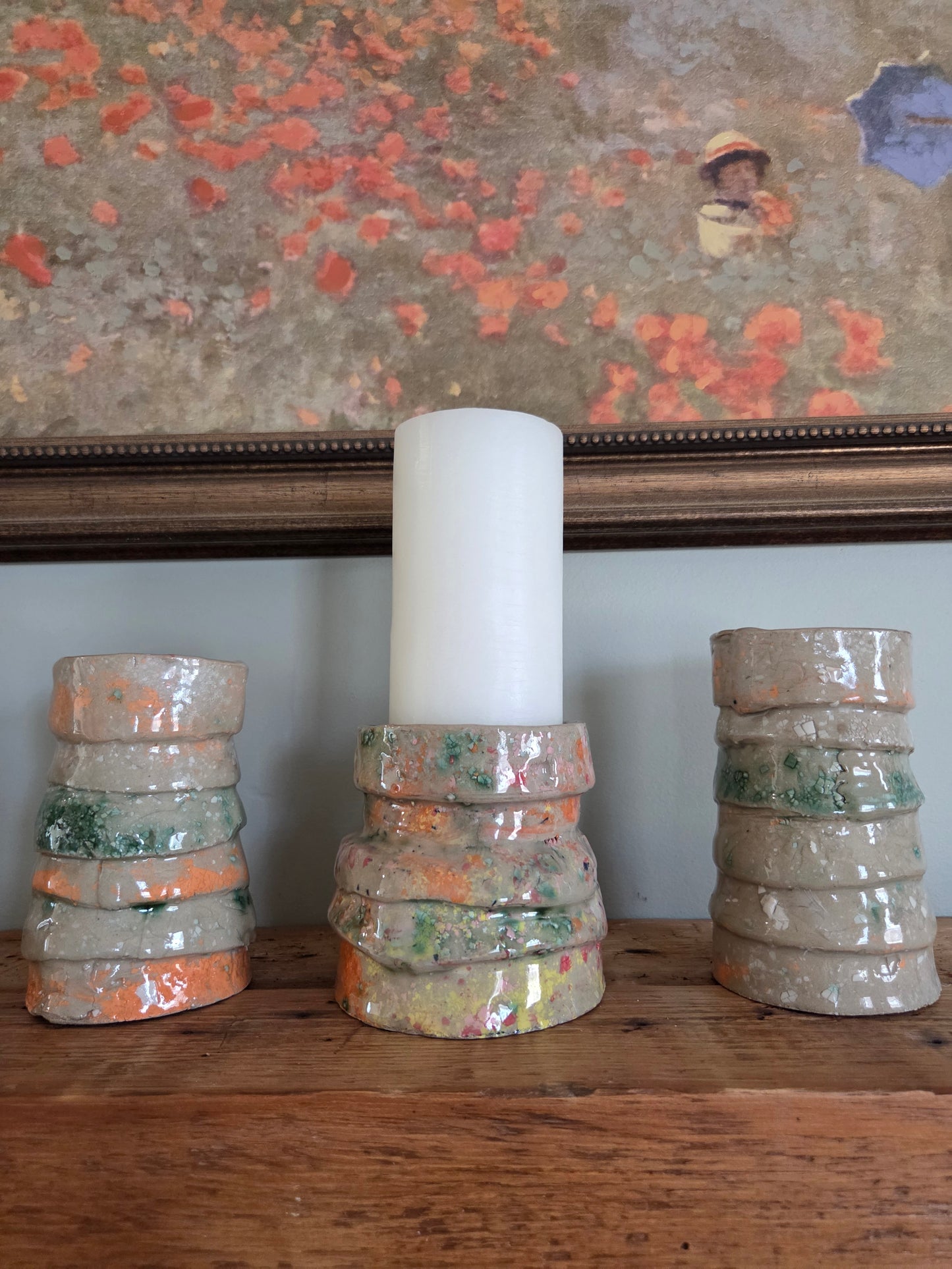 Rag Rug Candle Holder