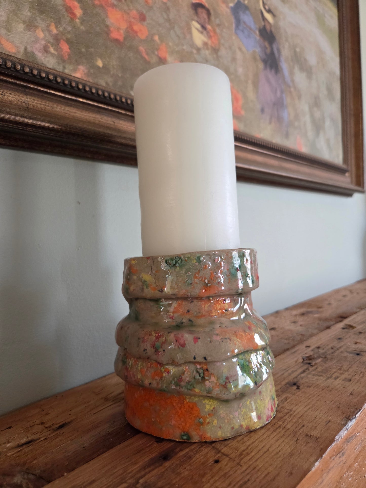Rag Rug Candle Holder